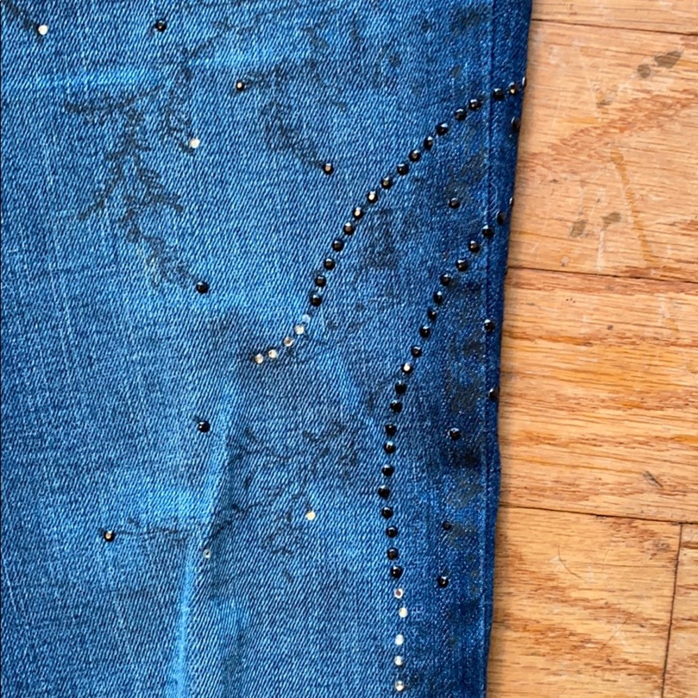 PRE-OWNED KAREN KANE DENIM JEWELED JEANS - Picture 4 of 13